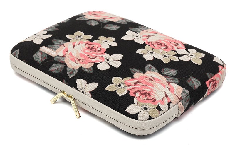 KAYOND Black Rose Patten Canvas Water-Resistant 14.1 Inch Laptop Sleeve - Image 3